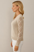 Kinslea | Women’s Crochet Sleeve V Neck Knit Sweater