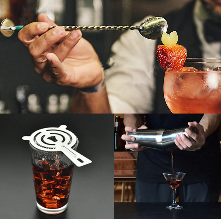 Home bar cocktail shaker set with premium stainless steel kitchen accessories