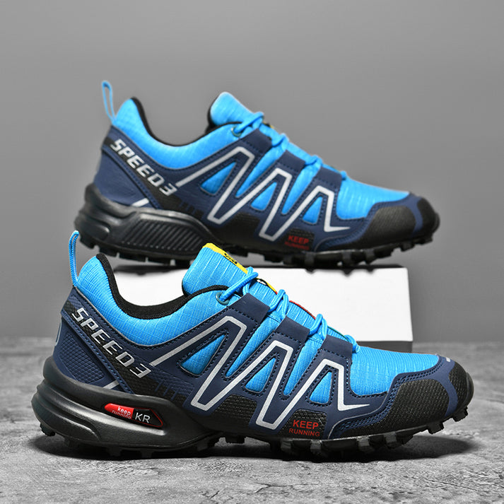 Side profile of mens walking shoes designed for comfort on outdoor adventures