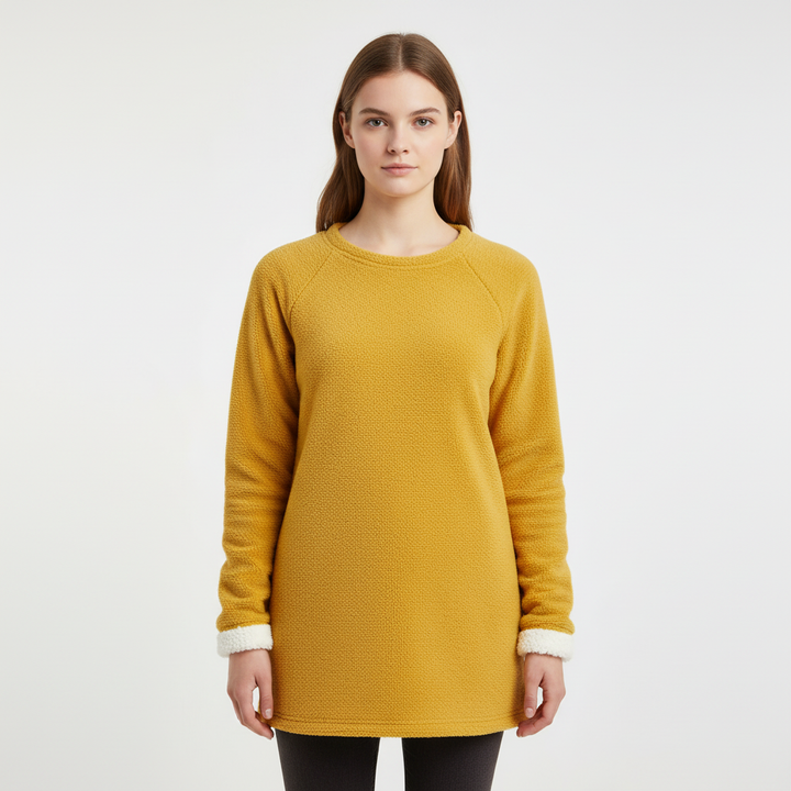 Plush winter fleece top showcasing smooth stitching and comfortable fit