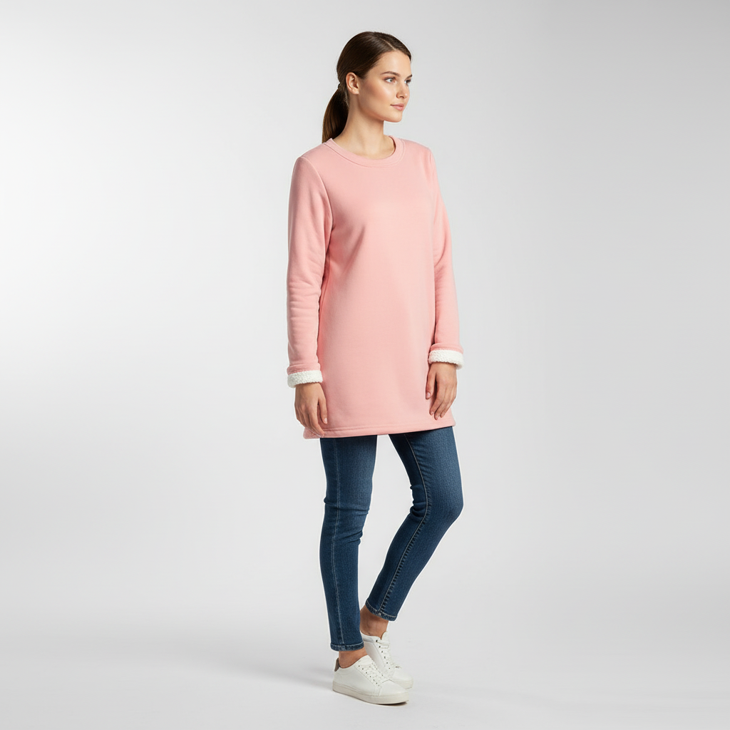 Casual wear long sleeve fleece pullover for women cold weather style