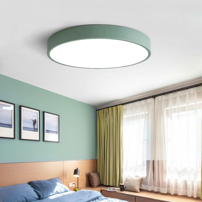 Indoor LED lighting fixture glowing brightly, illuminating a contemporary hallway space