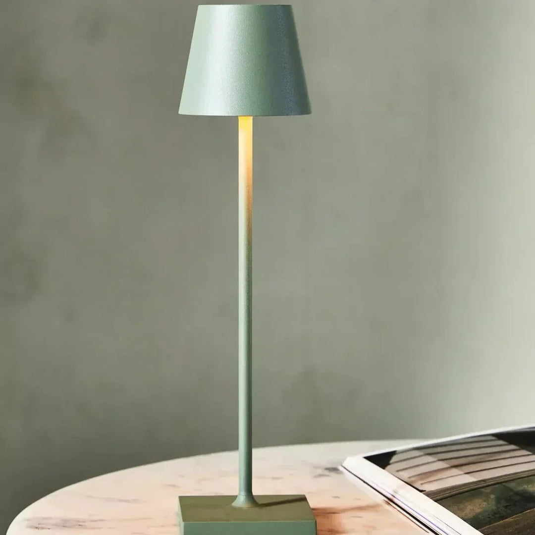 Close-up of the touch-sensitive switch on the rechargeable light