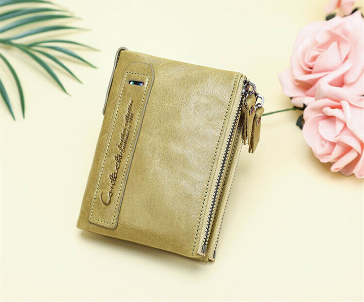 Interior coin pouch inside the compact women's accessory wallet