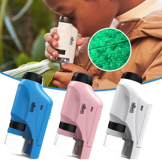 Educational STEM toy kids science microscope with LED light