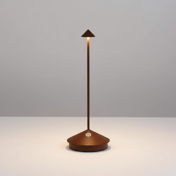 Full view of the versatile modern wireless LED table lamp ready for use