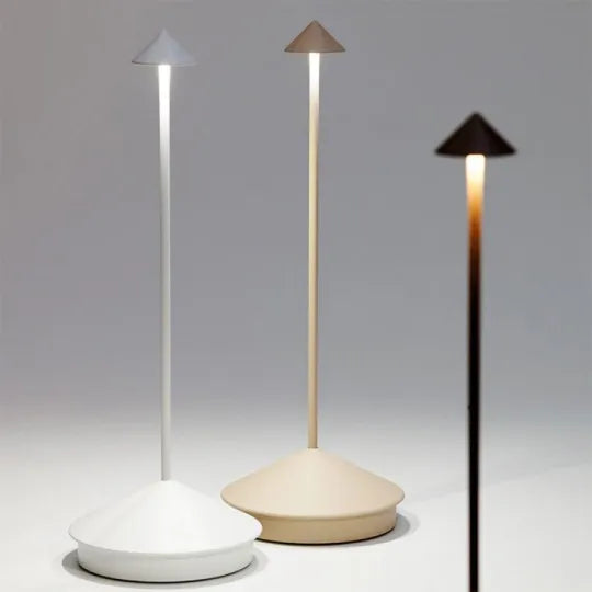 Close-up of the minimalist design and touch control on the modern table lamp