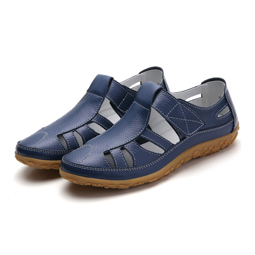 Comfortable sandals showing cushioned heel cup and therapeutic arch support contours