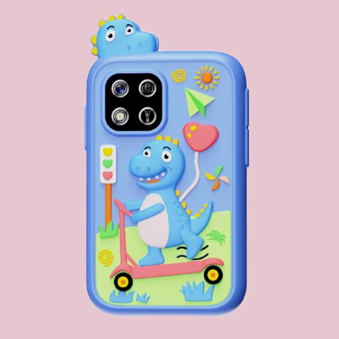 Cute unicorn toy smart phone for kids displayed with its gift packaging