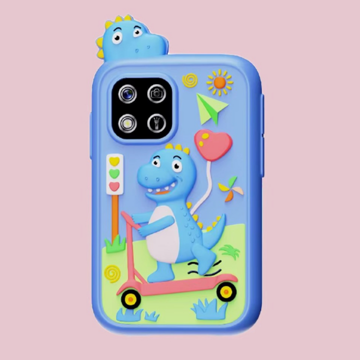 Cute unicorn toy smart phone for kids displayed with its gift packaging