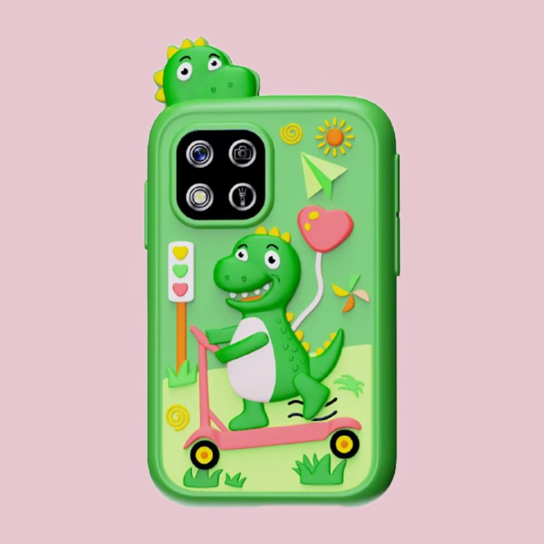 Pink educational smartphone toy showing numbers and alphabet on the display
