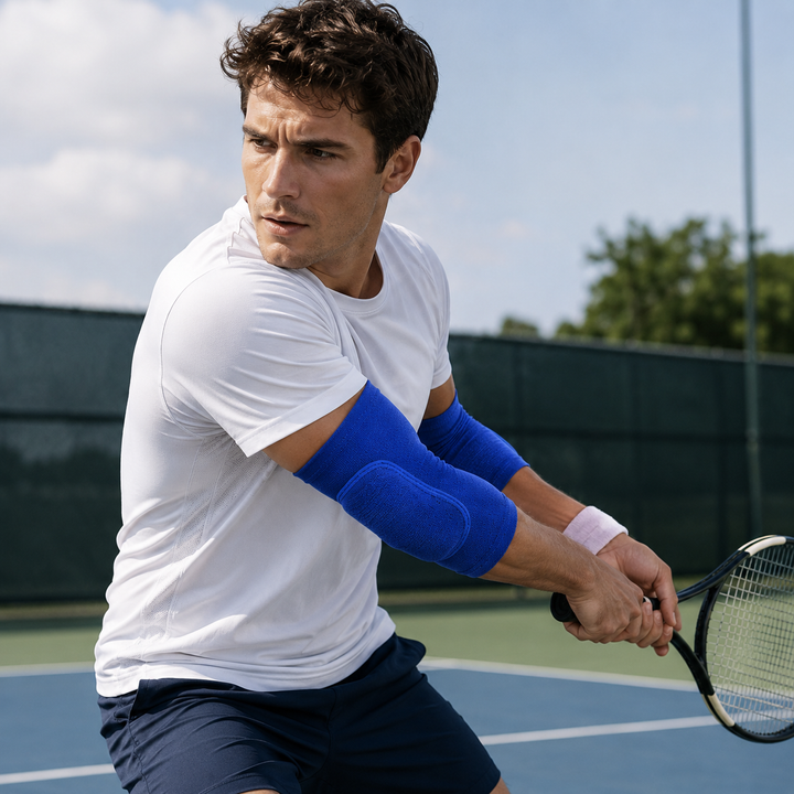 Elastic compression sleeve with integrated elbow padding for sports safety