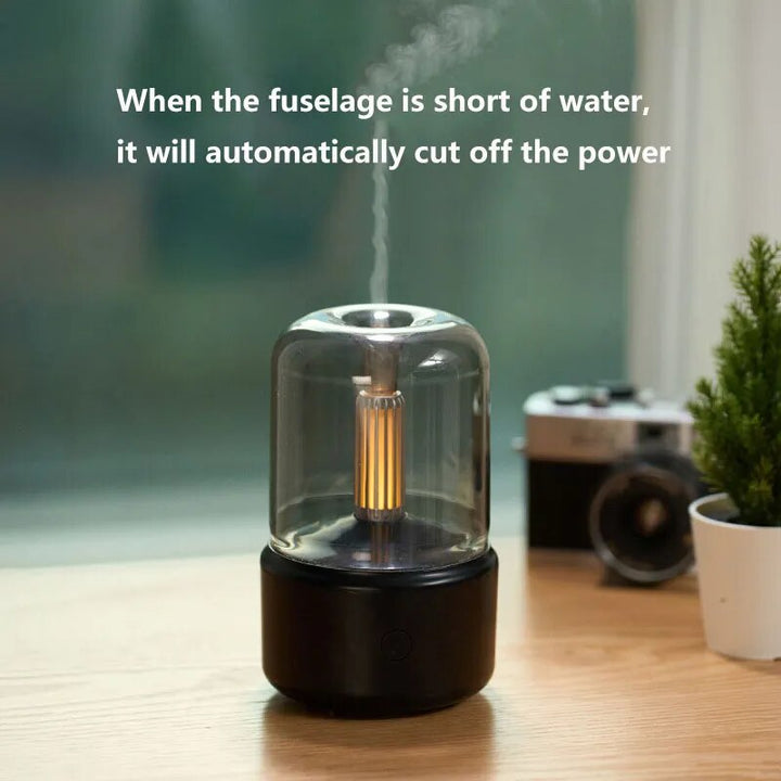 AromaLux Diffuser and Humidifier on a wooden desk near a window