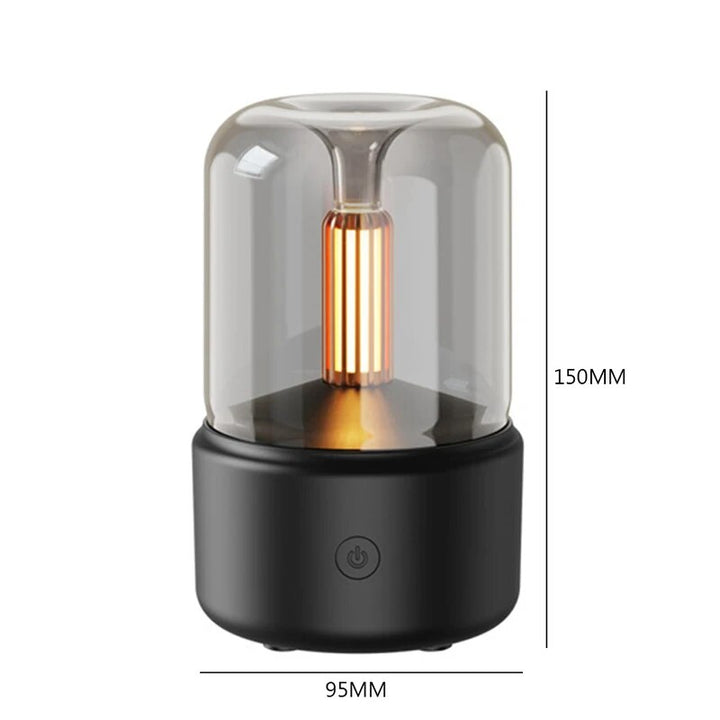 Product dimensions diagram of the AromaLux diffuser showing height and width measurements