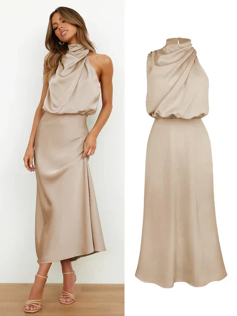 Styling inspiration for the women's wedding guest halter midi dress
