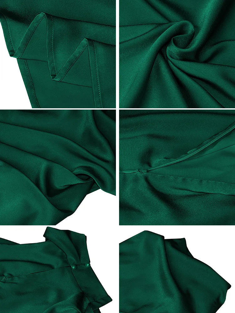 Fabric texture detail of the elegant evening midi dress for women