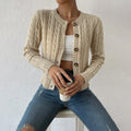 Arielleth | Women’s Cropped Cable Knit Button Front Cardigan