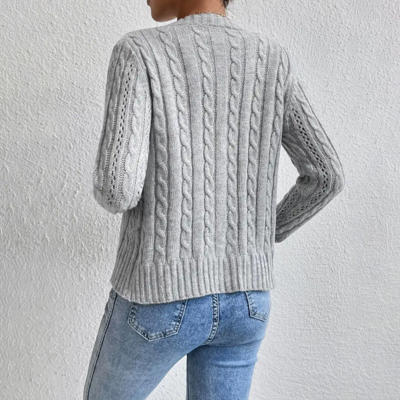 Arielleth | Women’s Cropped Cable Knit Button Front Cardigan
