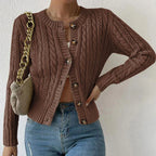 Arielleth | Women’s Cropped Cable Knit Button Front Cardigan