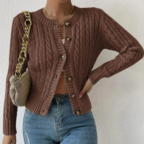 Arielleth | Women’s Cropped Cable Knit Button Front Cardigan