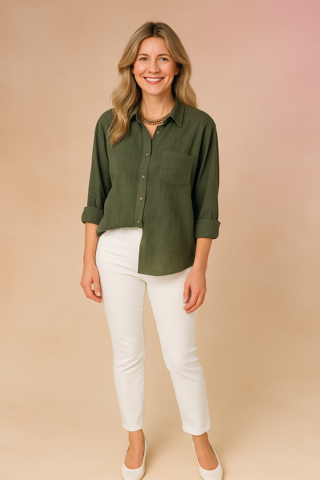 Long sleeve womens fashion blouse styled for everyday casual wear