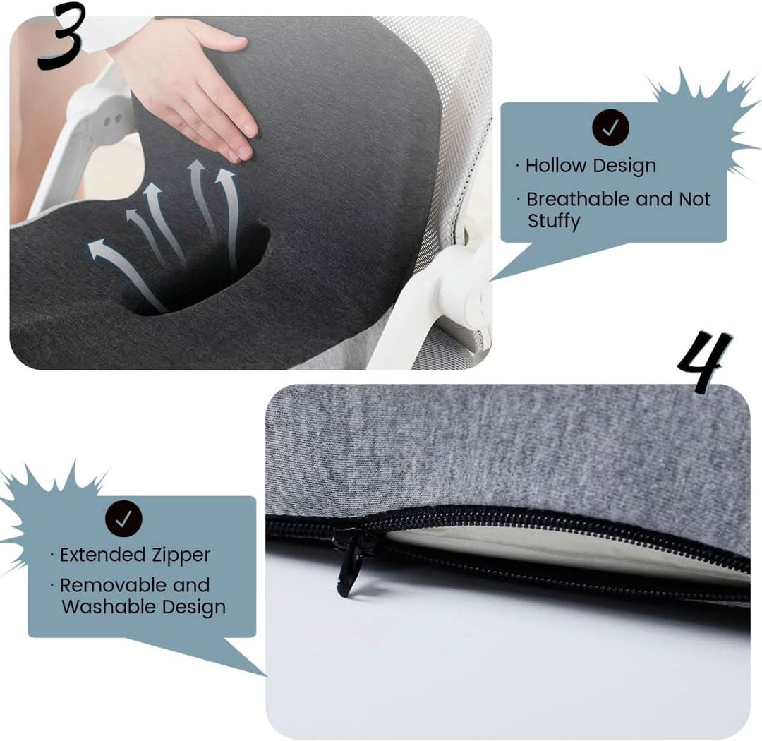Ergonomic lumbar support seat cushion for office chair