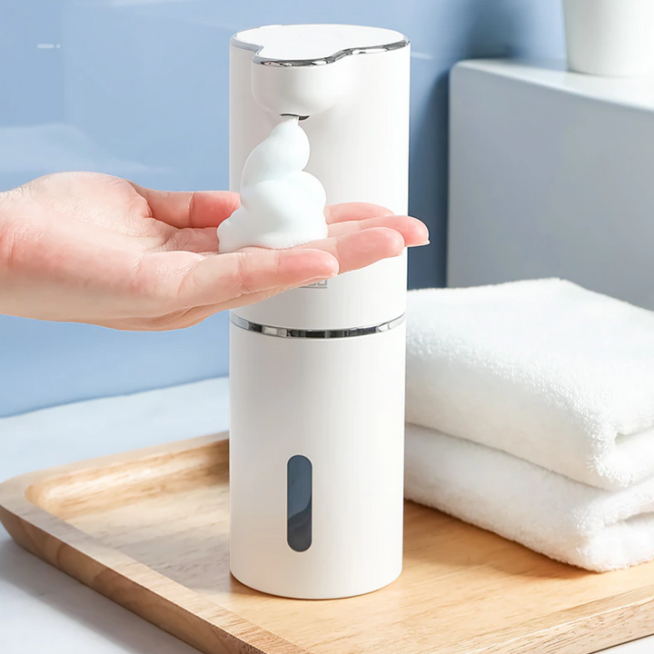Rechargeable hands-free foam soap dispenser dispensing rich lather effortlessly