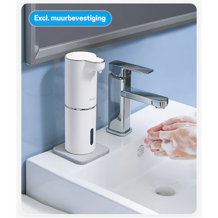 Close up of USB rechargeable touchless foam soap dispenser nozzle and sensor