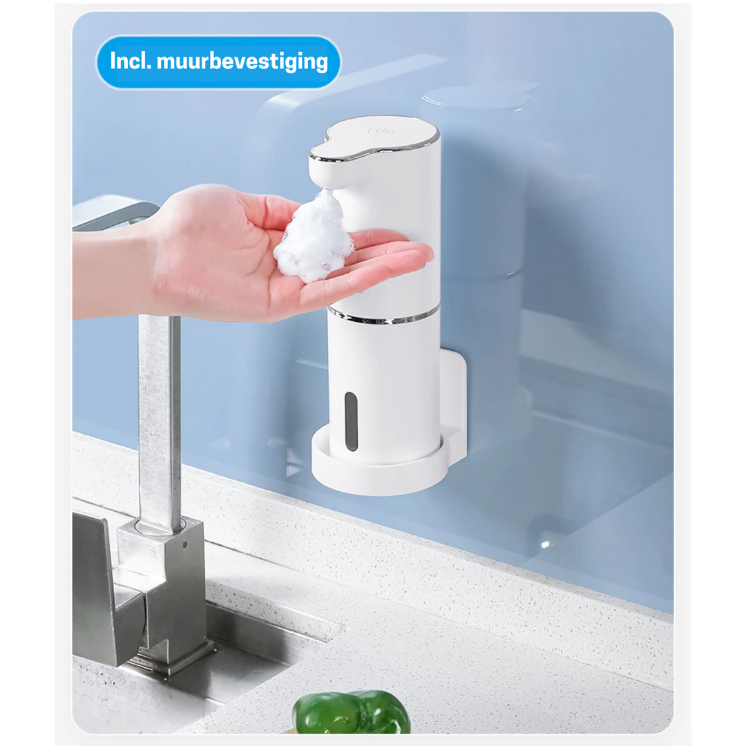 Sleek automatic touchless soap dispenser styling in a contemporary kitchen setting