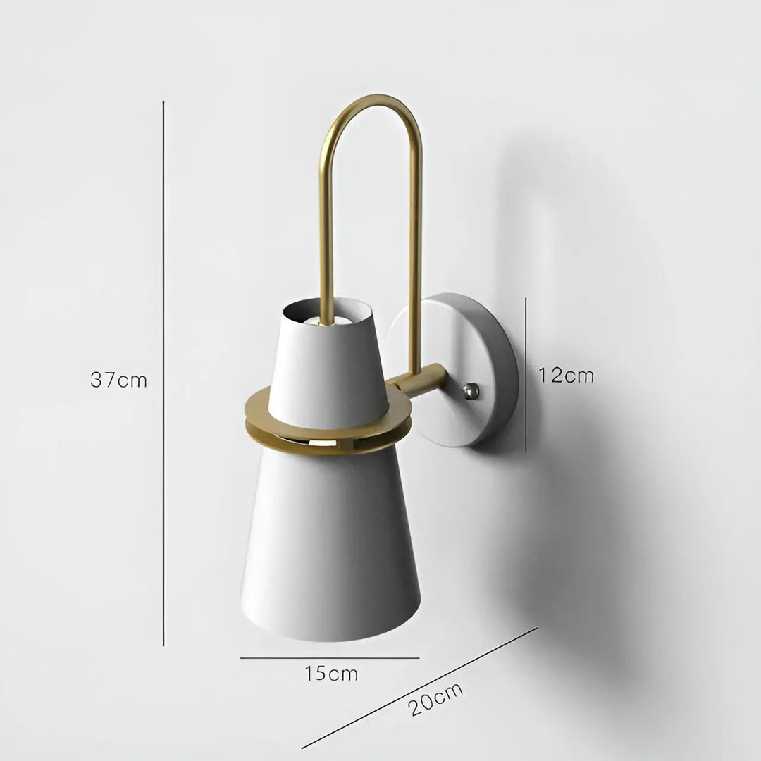 Side profile of the modern LED wall lamp highlighting its unique architectural shape