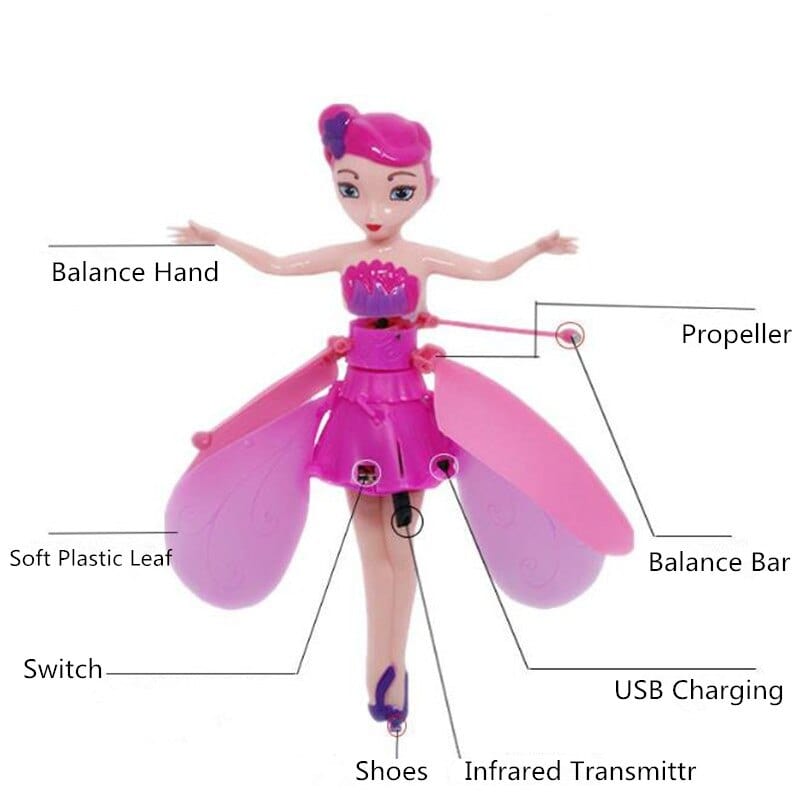 Rechargeable flying fairy toy doll ready for magical indoor flight