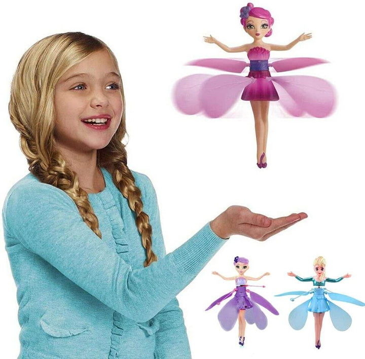 Kids magical flying doll toy presented with USB charging cable