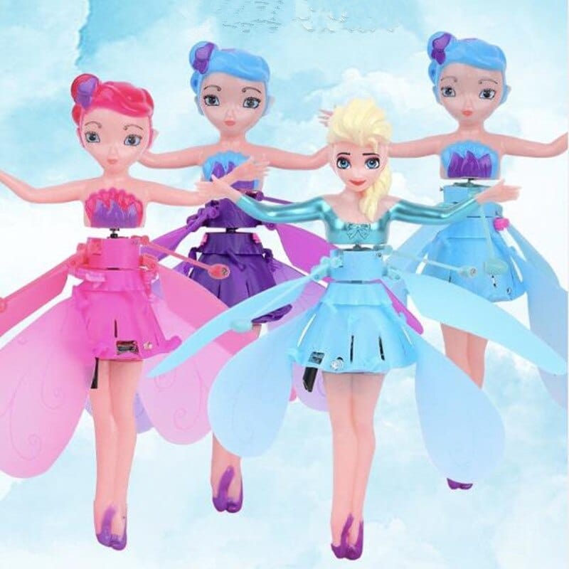 Kids gift flying fairy doll showing colorful dress and detail design