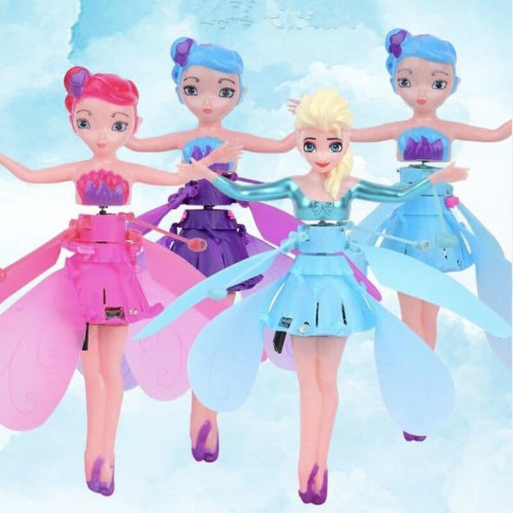 Kids gift flying fairy doll showing colorful dress and detail design