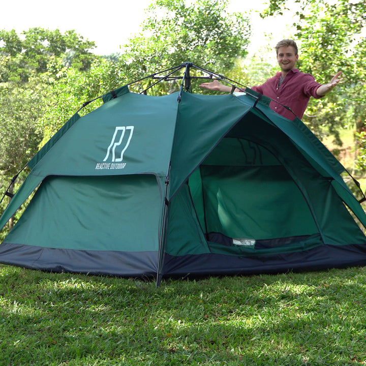 Top view of the waterproof camping tent showing rainfly coverage