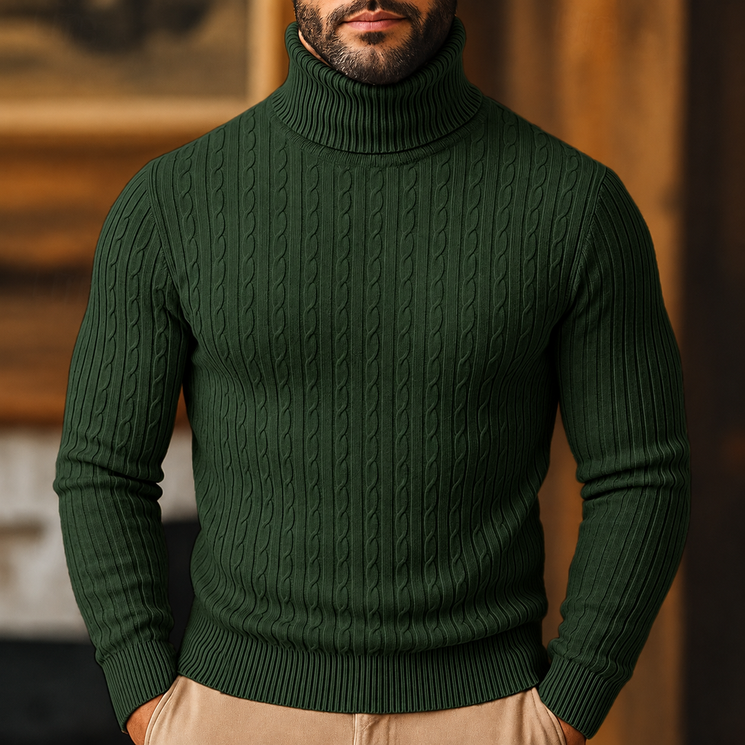Premium mens turtleneck sweater combining warmth and modern style