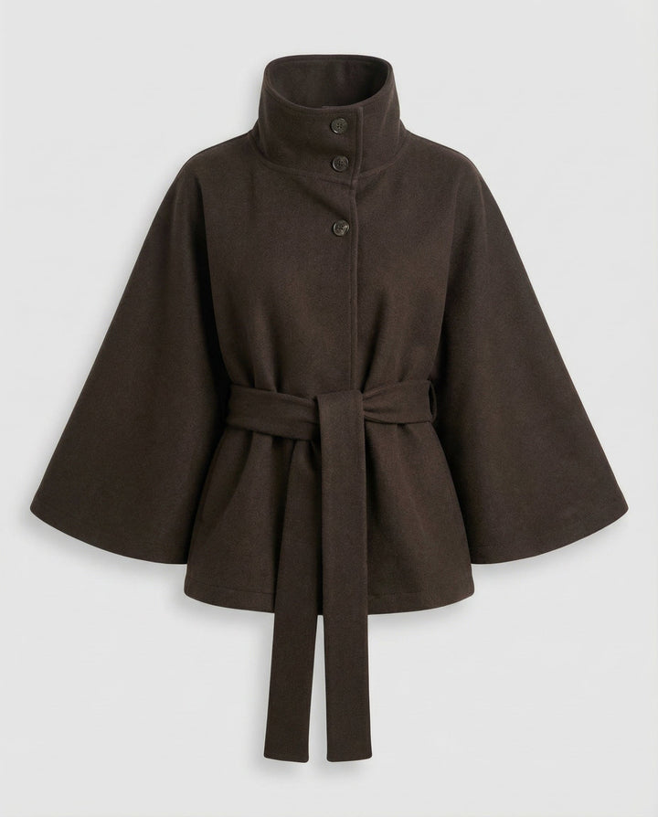 Fabric texture and belt loops on the stylish cold weather winter coat