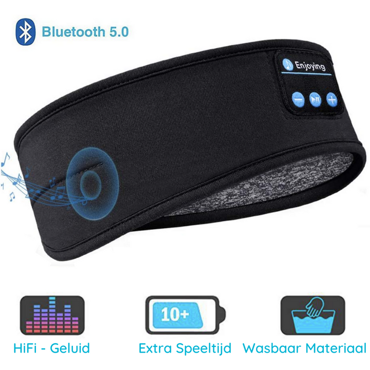 Wireless bluetooth sleep mask showing side sleeper headphones feature