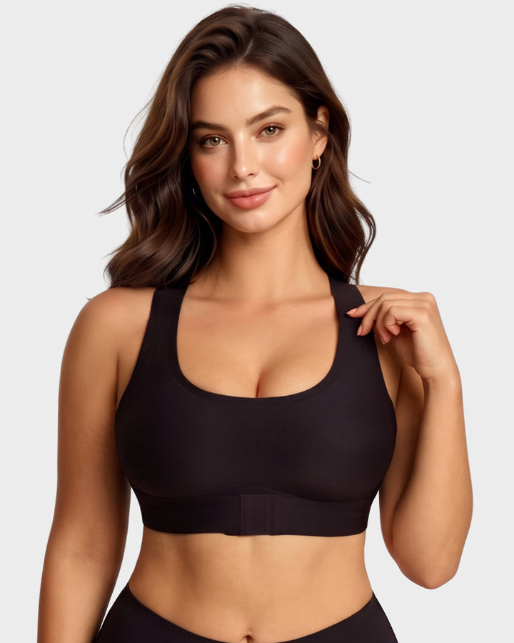 Plus size seamless bra providing gentle lift and posture alignment