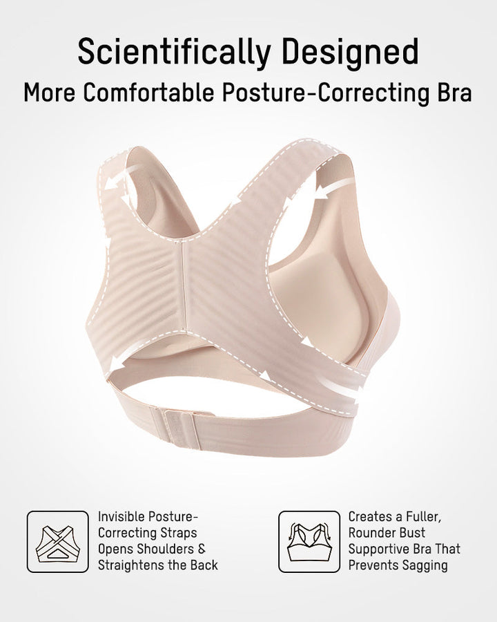 Plus size wireless bra designed for posture correction and back support