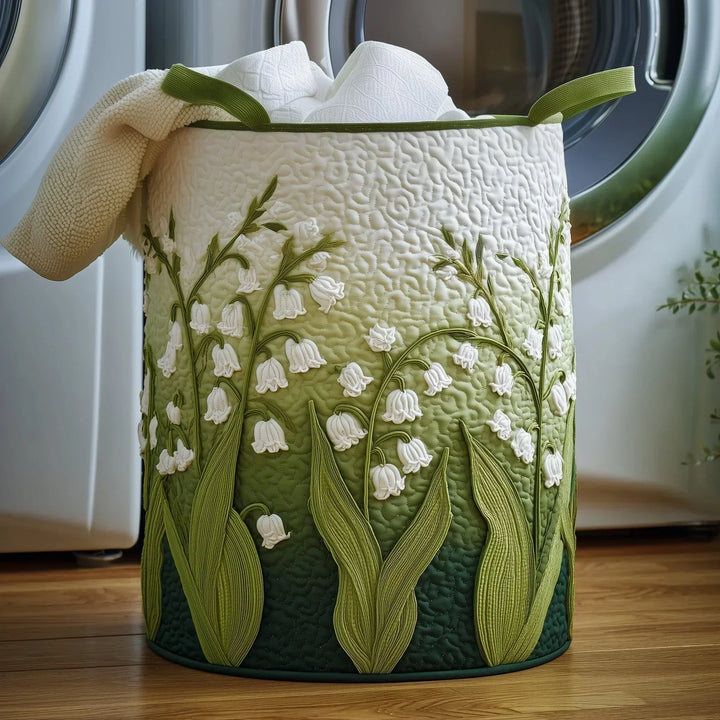 Decorative fabric laundry hamper featuring playful sheep design and quilted texture
