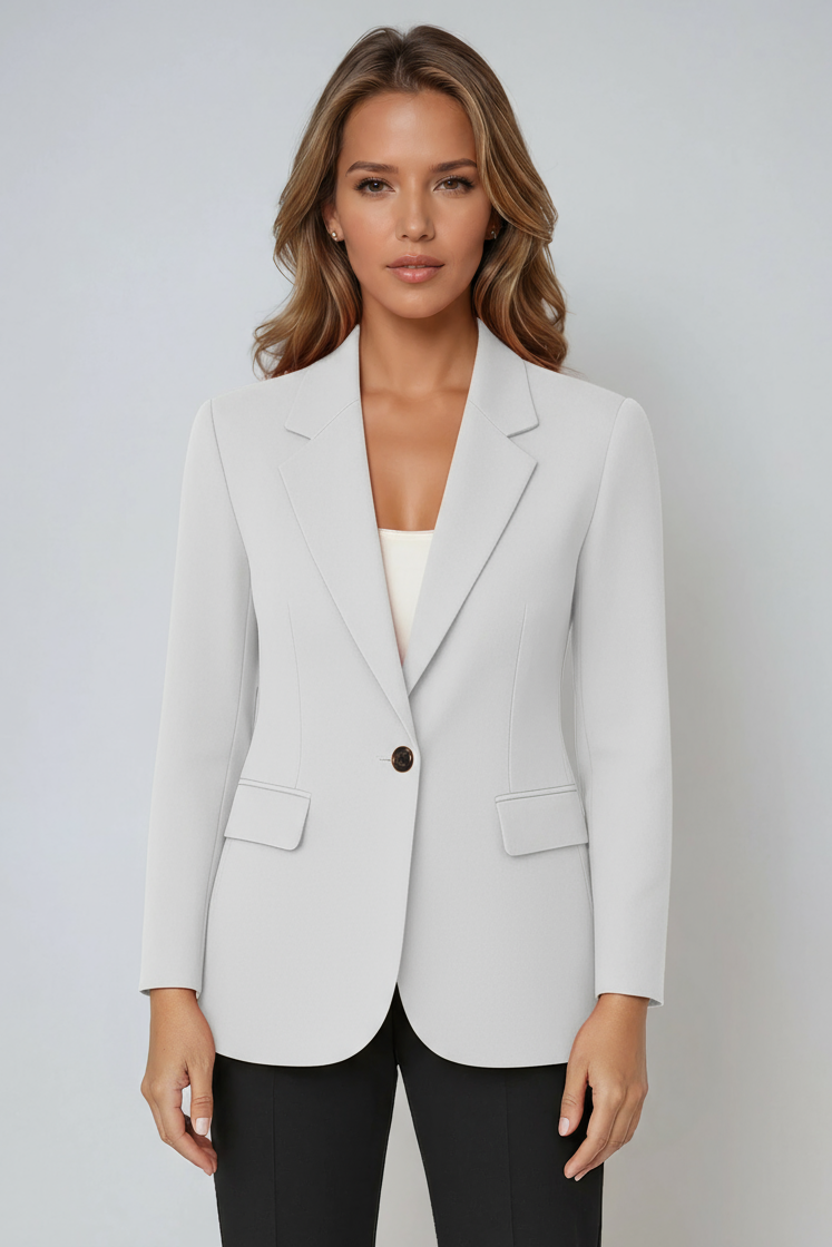 Elegant women's office blazer featuring a slim fit silhouette