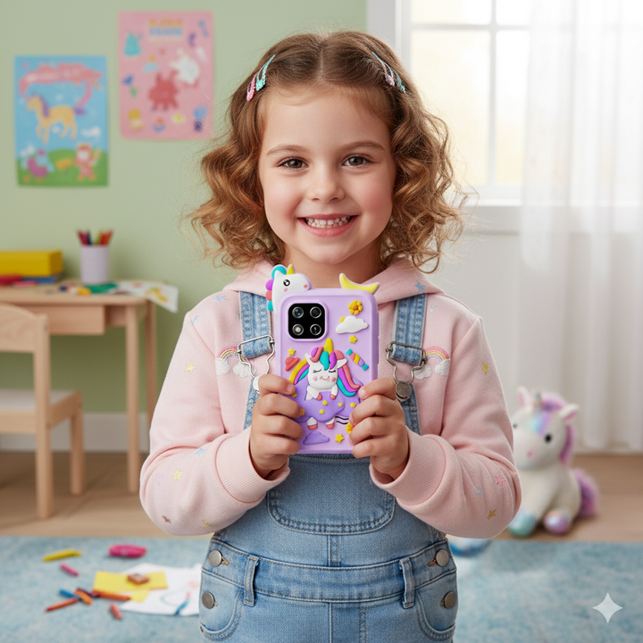 Educational children's smartphone learning toy with a pink unicorn design