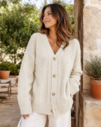 Rosavelle | Women’s Cable Knit Button Front Cardigan
