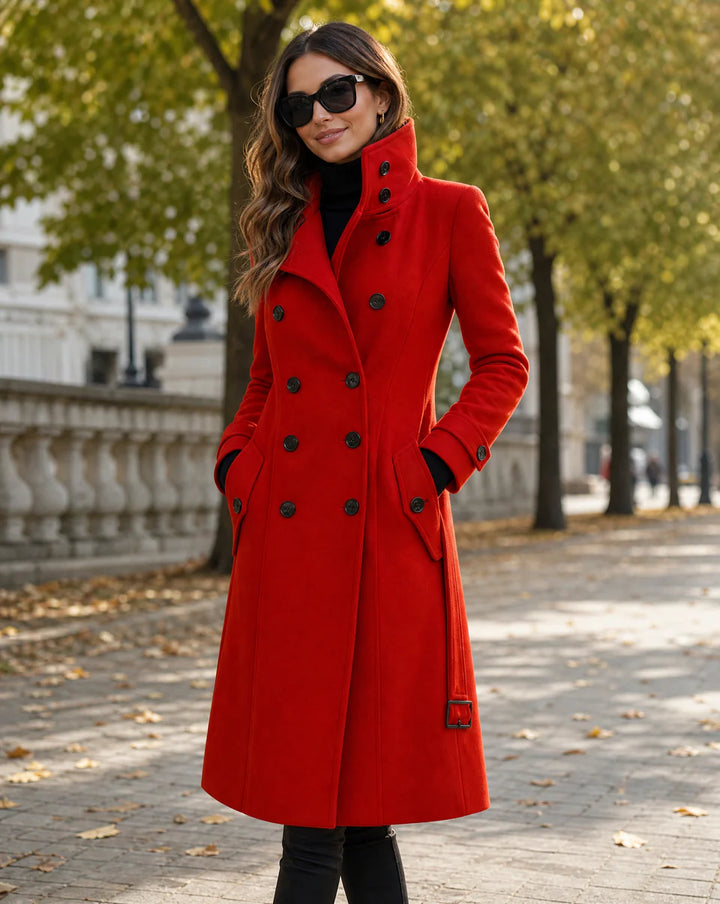 Noelle | Women’s Stand Collar Wool Blend Long Coat
