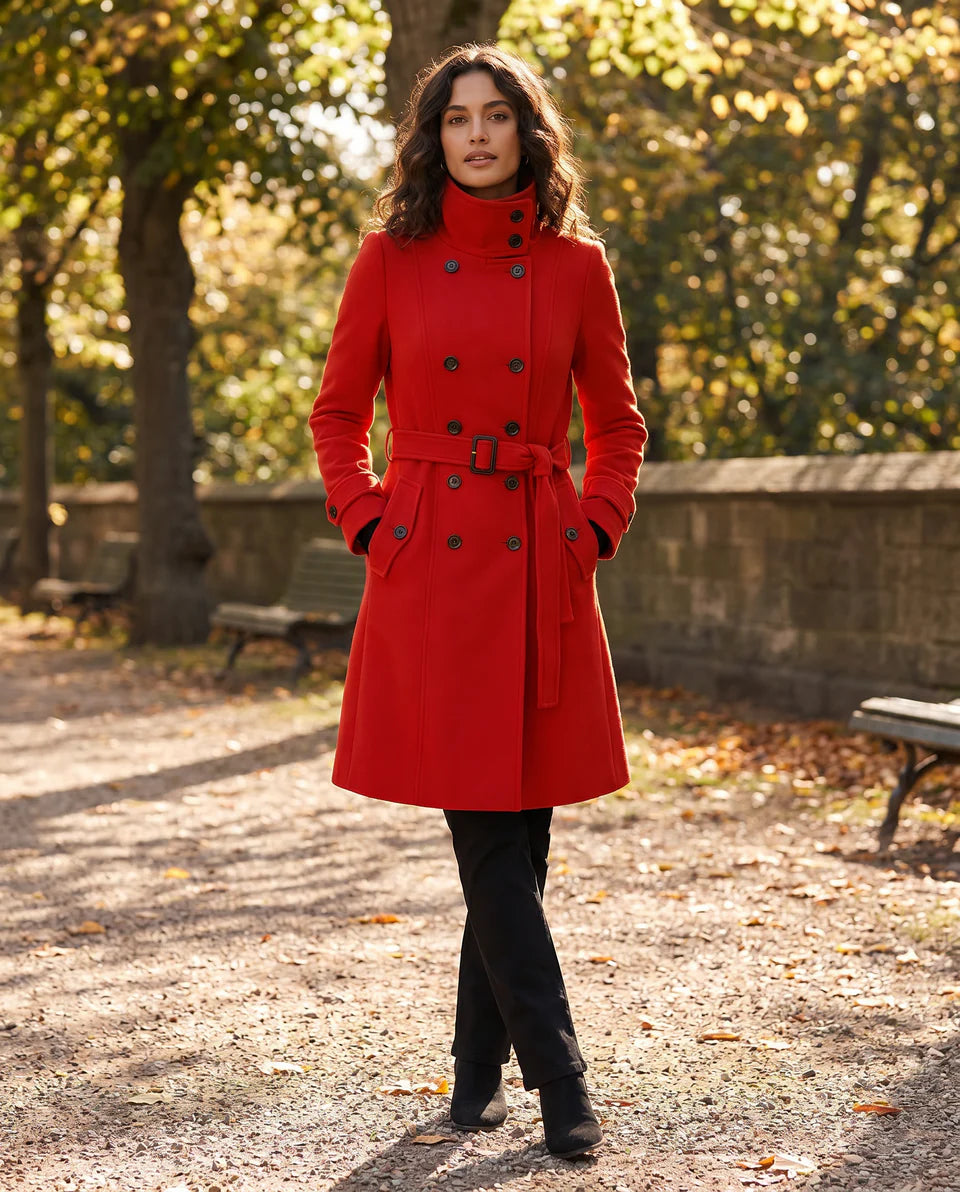 Noelle | Women’s Stand Collar Wool Blend Long Coat