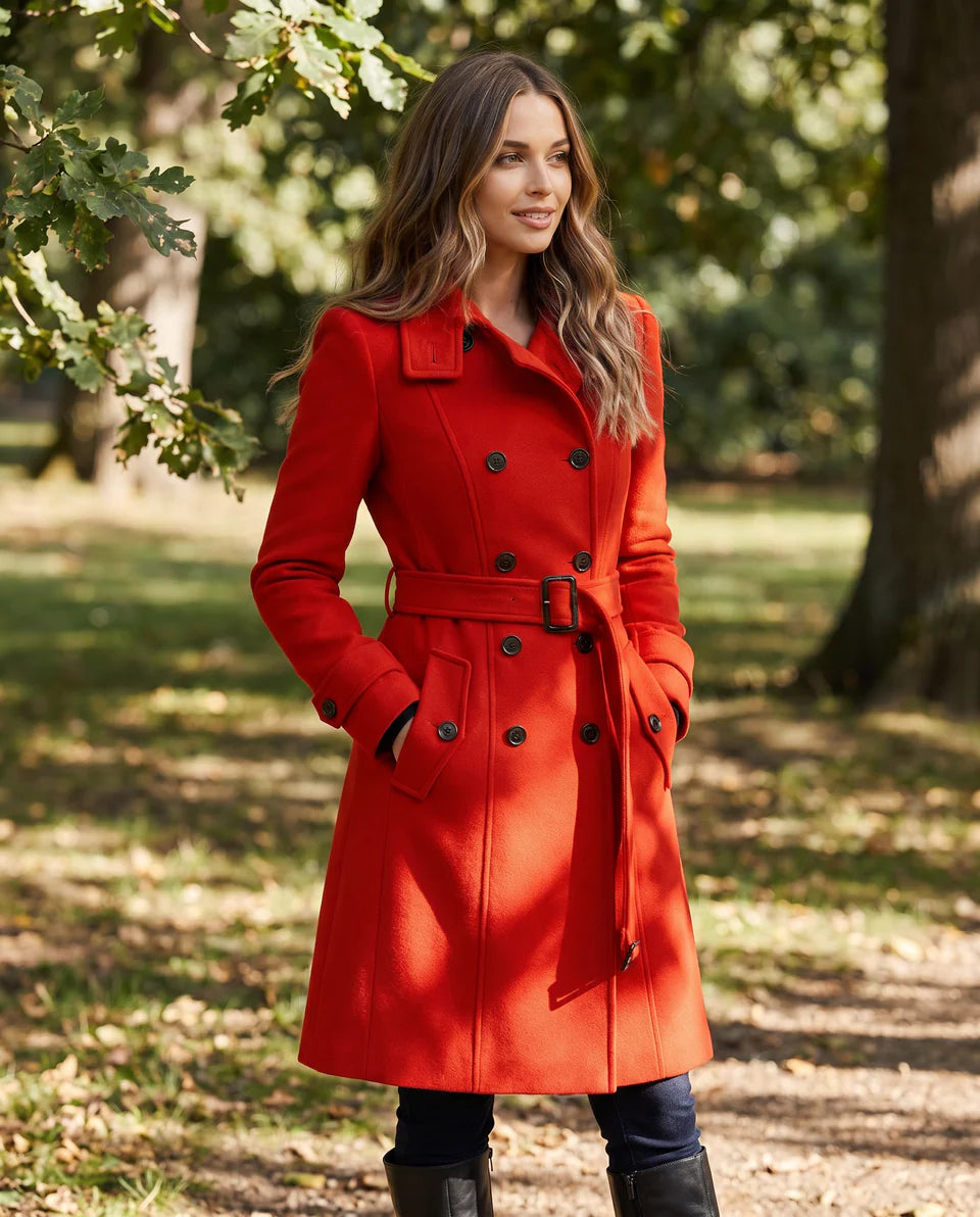 Noelle | Women’s Stand Collar Wool Blend Long Coat