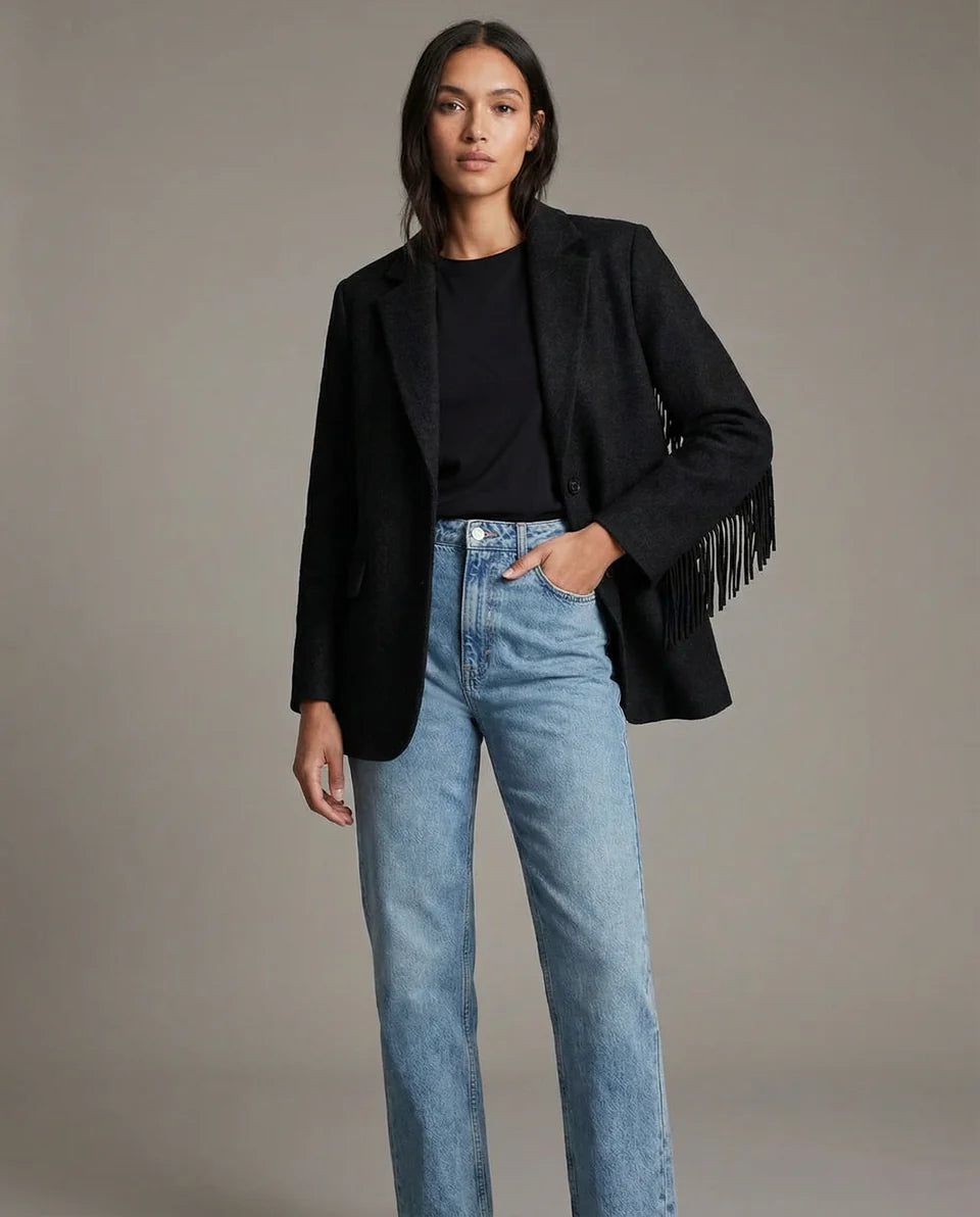 Lara | Women’s Wool Blend Tassel Blazer Jacket