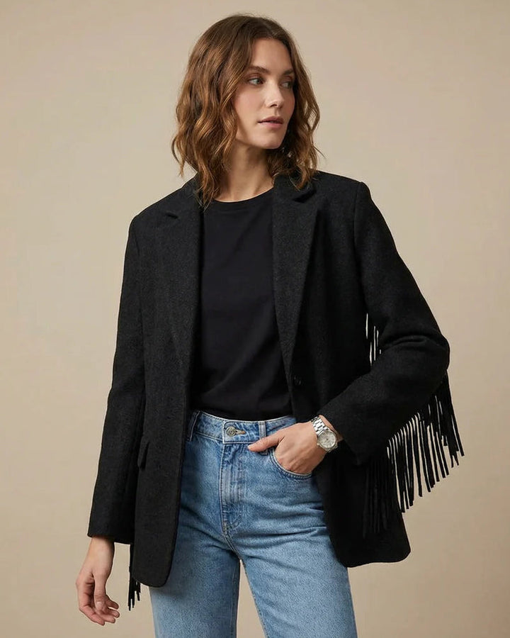 Lara | Women’s Wool Blend Tassel Blazer Jacket