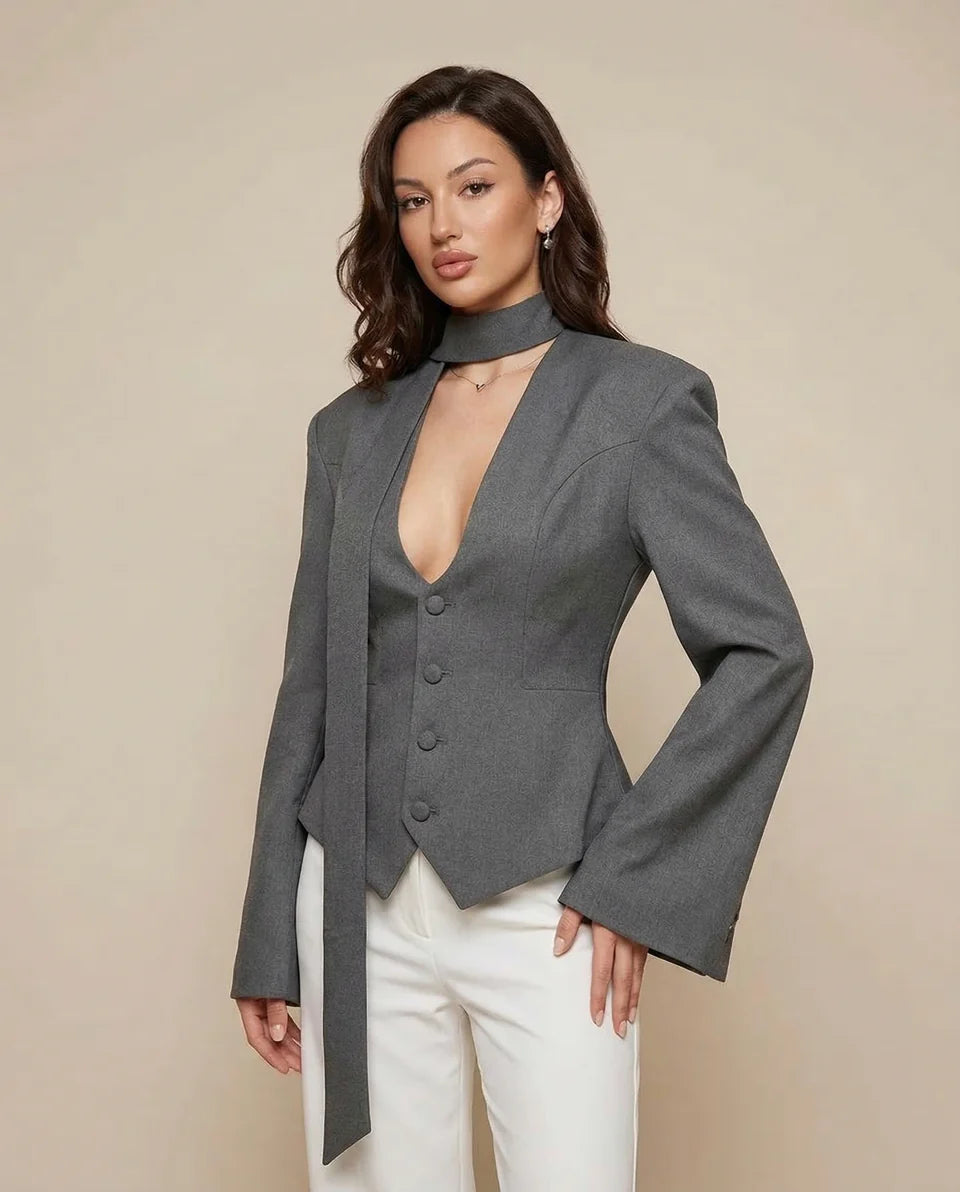 Blythe | Women’s V Neck Slim Fit Blazer Top